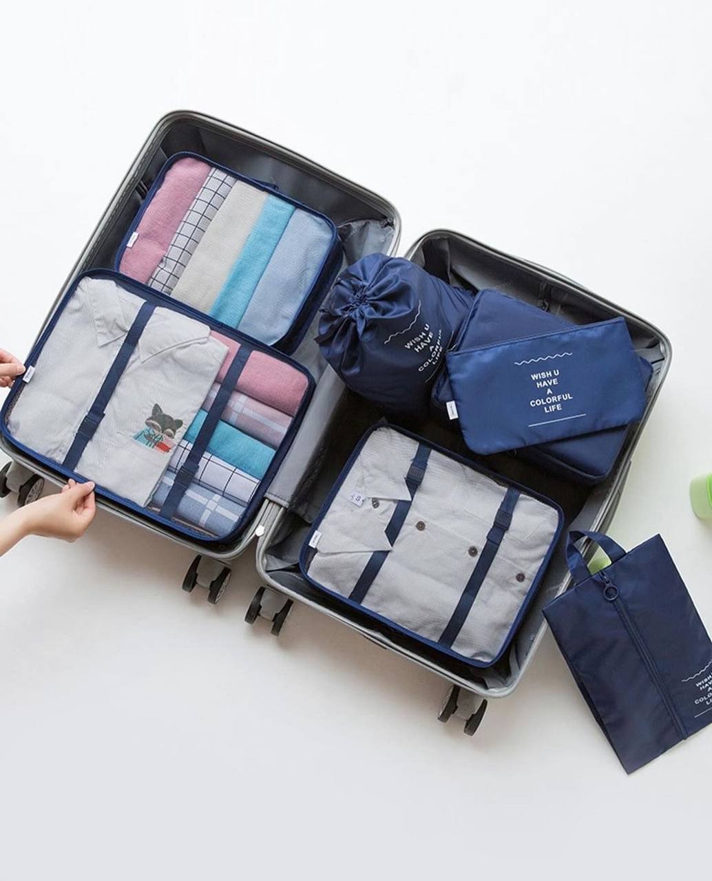 Travel in style with these 8pcs Luggage Travel Organizers For Suitcase With Toiletry Case&nbsp;