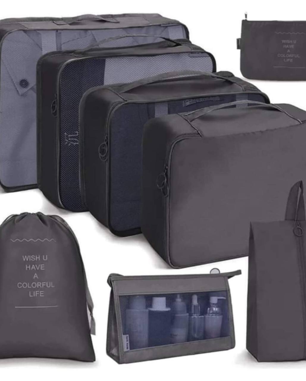 Travel in style with these 8pcs Luggage Travel Organizers For Suitcase With Toiletry Case&nbsp;