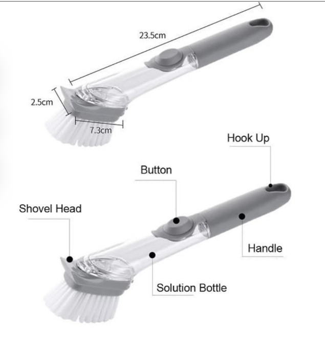 2 in 1 Kitchen Cleaning Brush Long Handle Automatic Liquid Dispenser