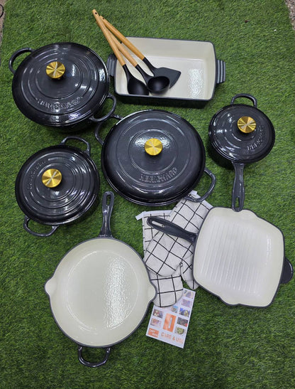 12 pcs Enamel Cast iron cooking pots