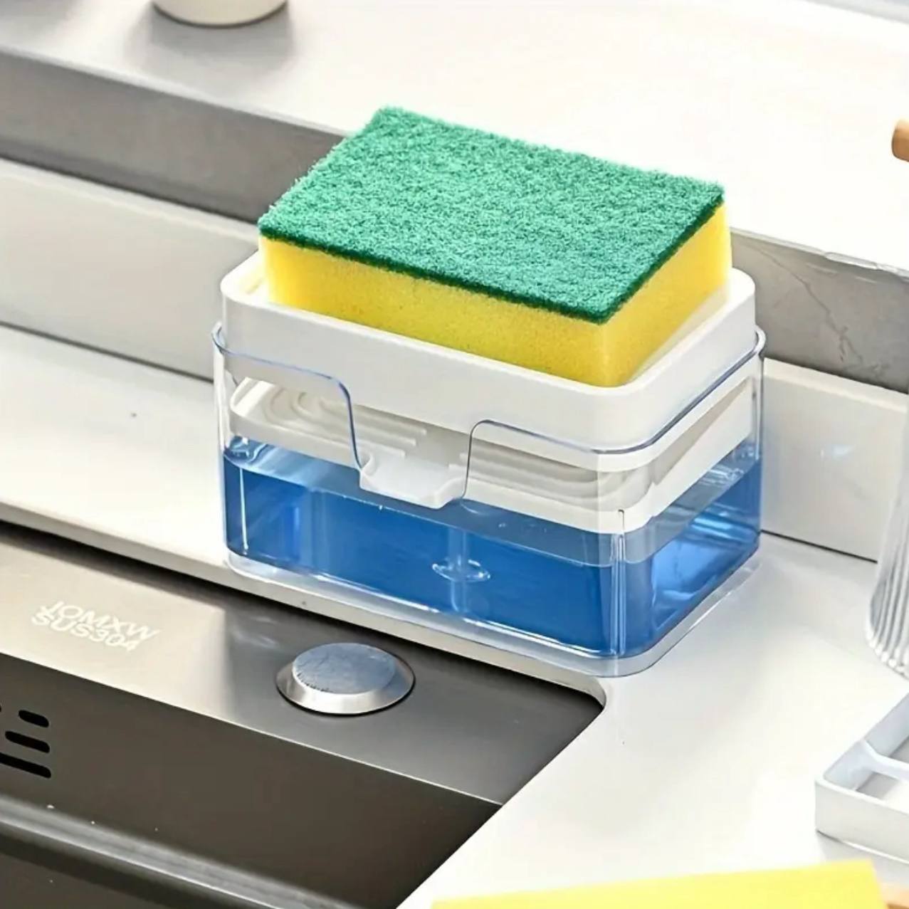 2‑in‑1 Soap Dispenser + Sponge Holder