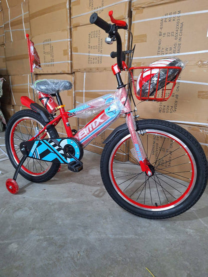 BMX Kids bicycles size 20 blue and red plus helmet