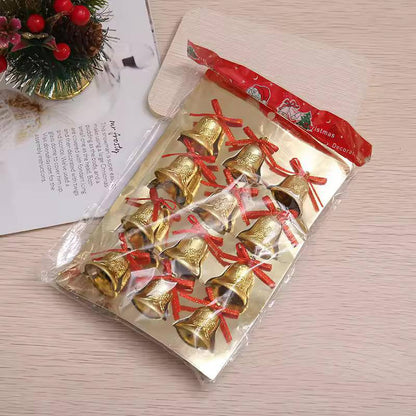 12pcs Christmas Decorations: Golden Bell Hanging Ornament for Christmas Tree DIY