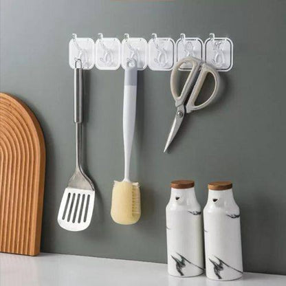 Wall-mounted self adhesive set of 6 Row Sticky Hook,