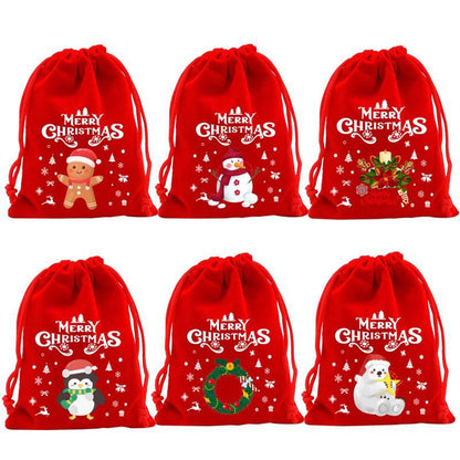 Christmas velvet candy /  Gift Drawstring bag