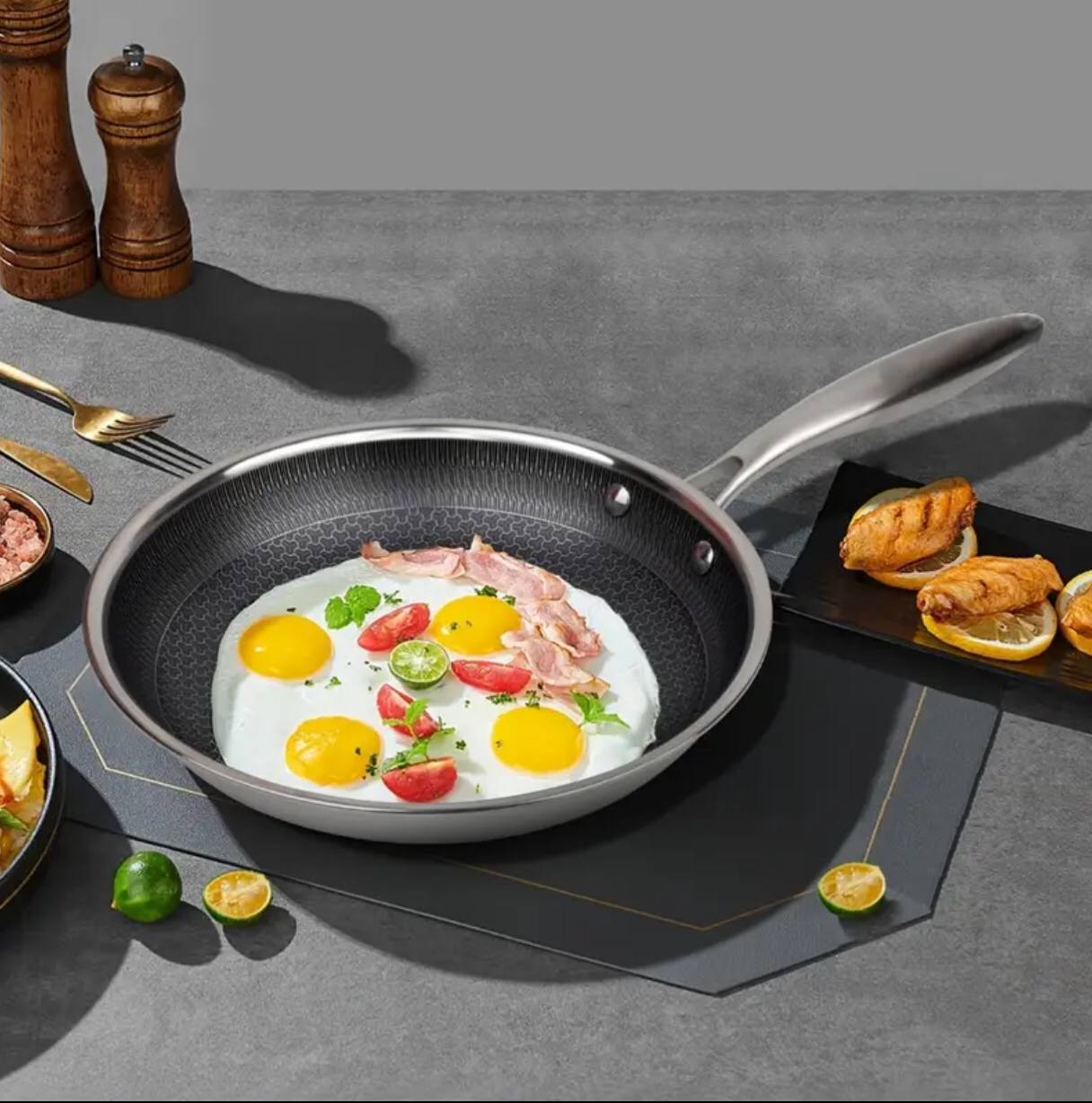 28cm Non-Stick Honeycomb Stainless Steel Frying Pan