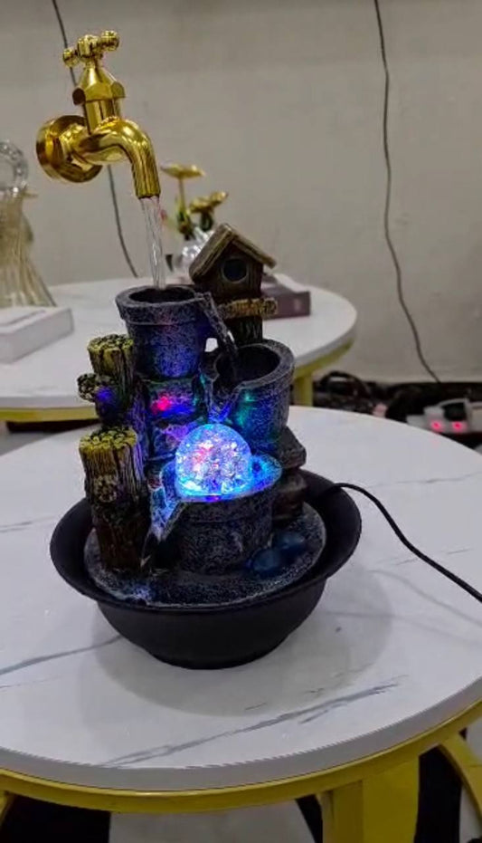 Multifunction indoor water fountain with LED lights