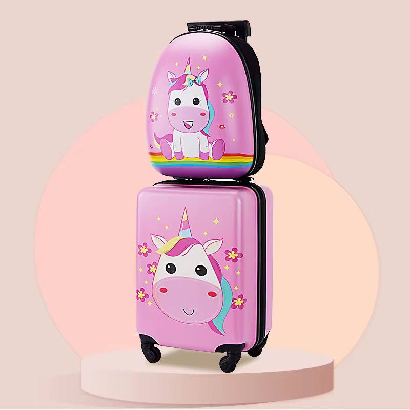2 IN 1 CARTOON-THEMED KIDS TROLLEY SUITCASE WITH BACKPACK
