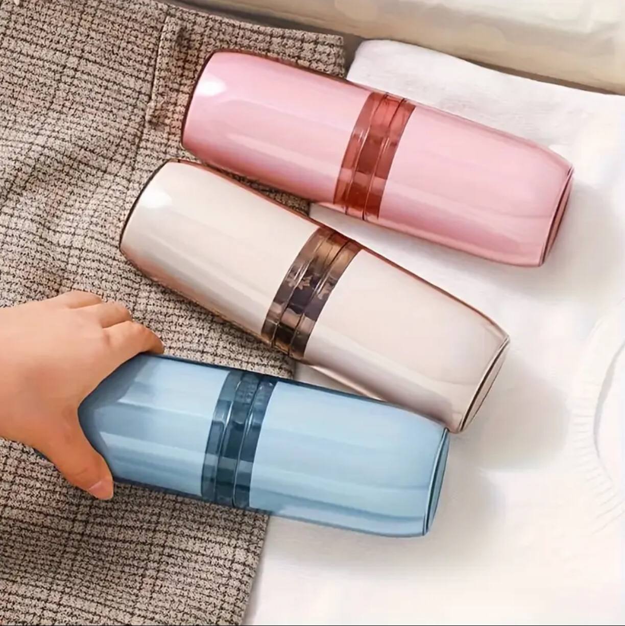 Portable transparent travel toothbrush toothpaste container