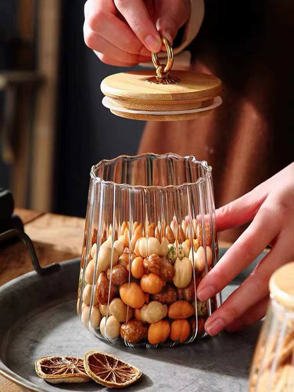 Glass storage containers/jars/canisters with Bamboo lid