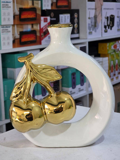 Modern Ceramic vase with Golden Cherry Design