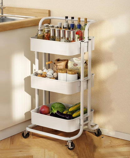 Multi-functional movable trolley storage rack( full metallic)