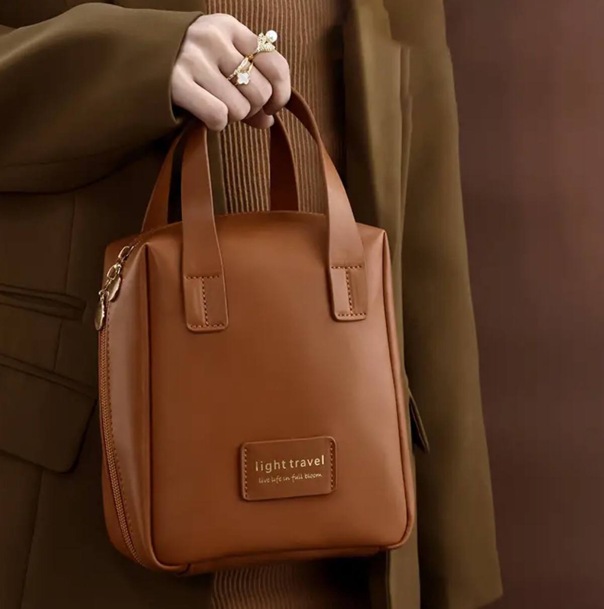 Pu leather multi_function cosmetics bag