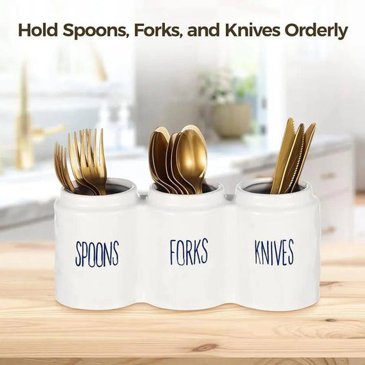 3 compartment Ceramic cutlery Holder