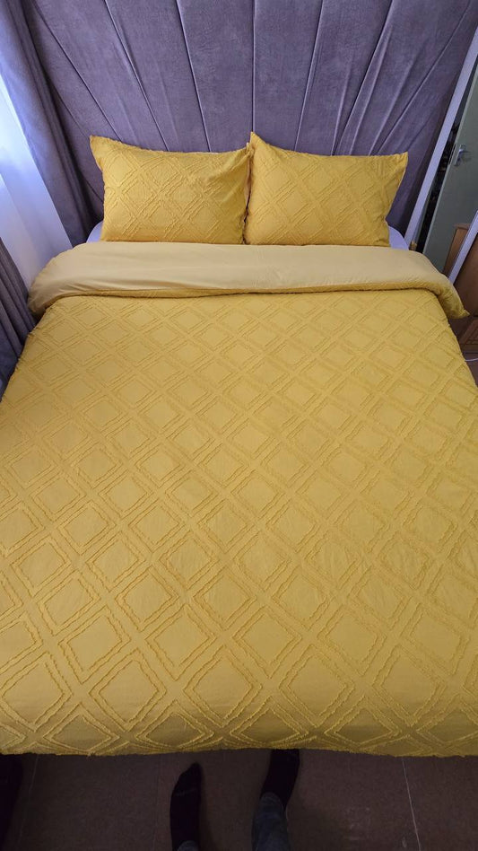 3pc Tufted  Wave Duvet cover set