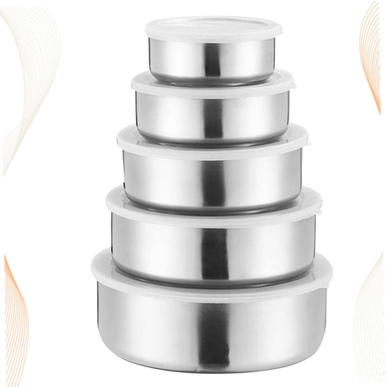 5pcs Modern Stainless Steel Fresh Box Containers