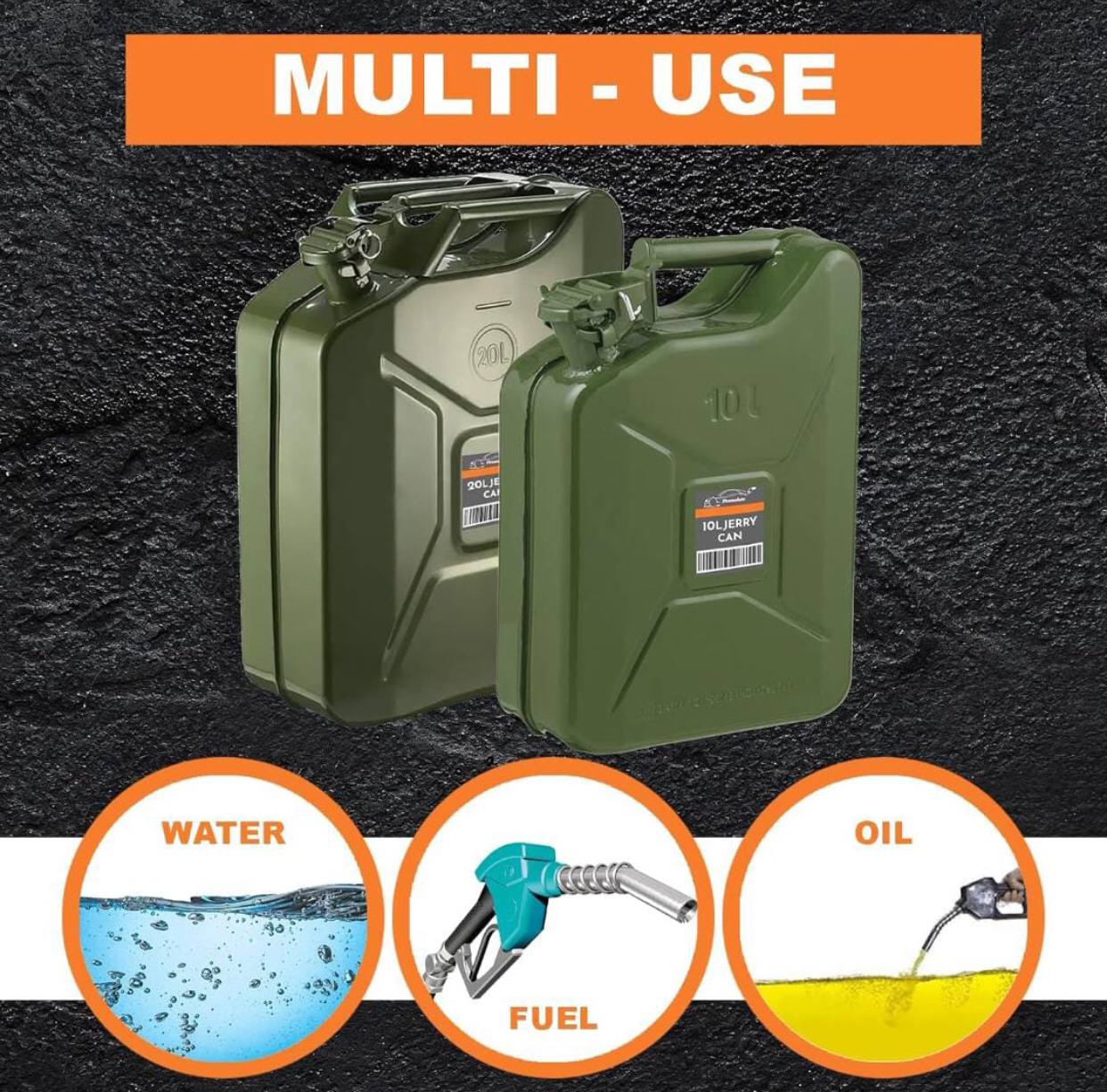 Metallic gasoline cans