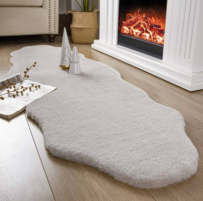 Rabbit fur faux decorative mats
