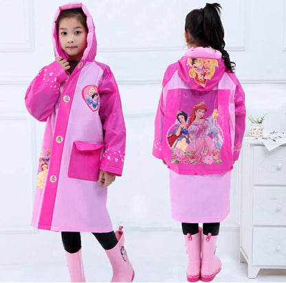 Inflatable brim kids disney cartoon themed raincoats