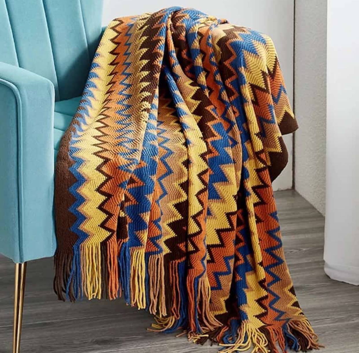 Bohemian Knitted throw blanket