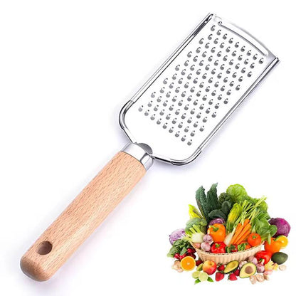 Stainless steel multipurpose grater 
With wooden handle