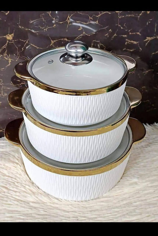 Gold rimmed serving bowls