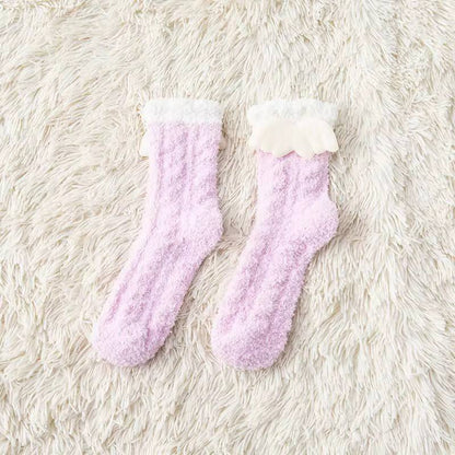 Winter Cute Fluffy Comfortable Breathable Sleeping Coral Fleece Socks