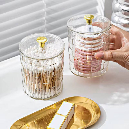 New PET Cosmetic Cotton Box Dustproof ABS Crystal Organizer Transparent Light Luxury Storage Box