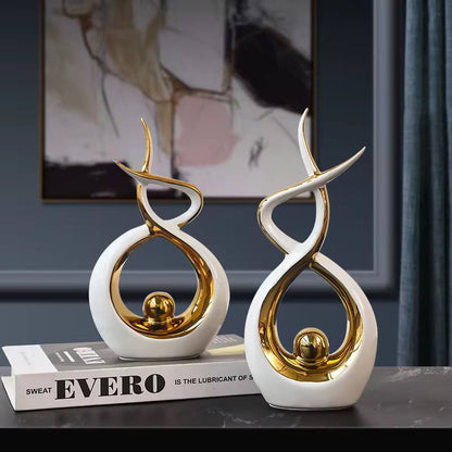 Set of 2 Home decor modern ornaments abstract art ceramic statue