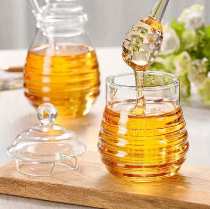 250ml Glass Honey Dispenser with a Dipper