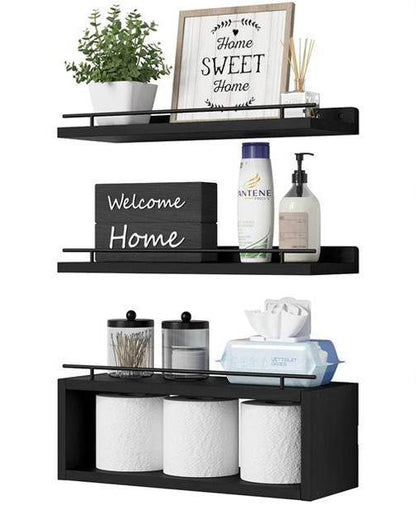 Solid pine wood bathroom floating shelves
