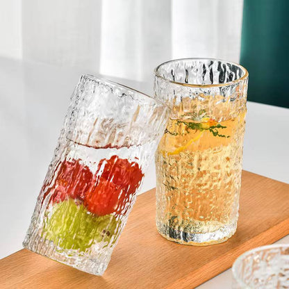 New Bark Patterned Retro Glass water cup 6pc