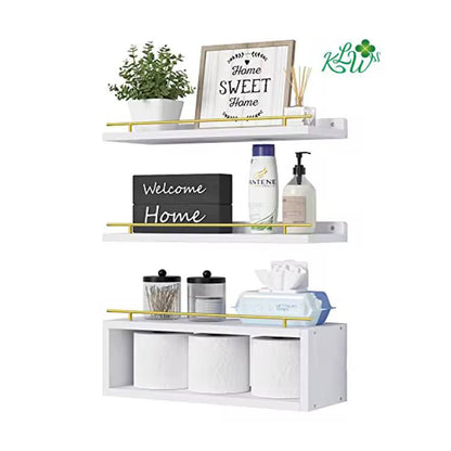 Solid pine wood bathroom floating shelves