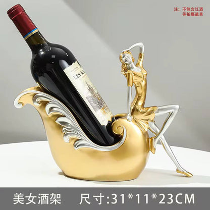 Creative Gold statue wine bottle holder