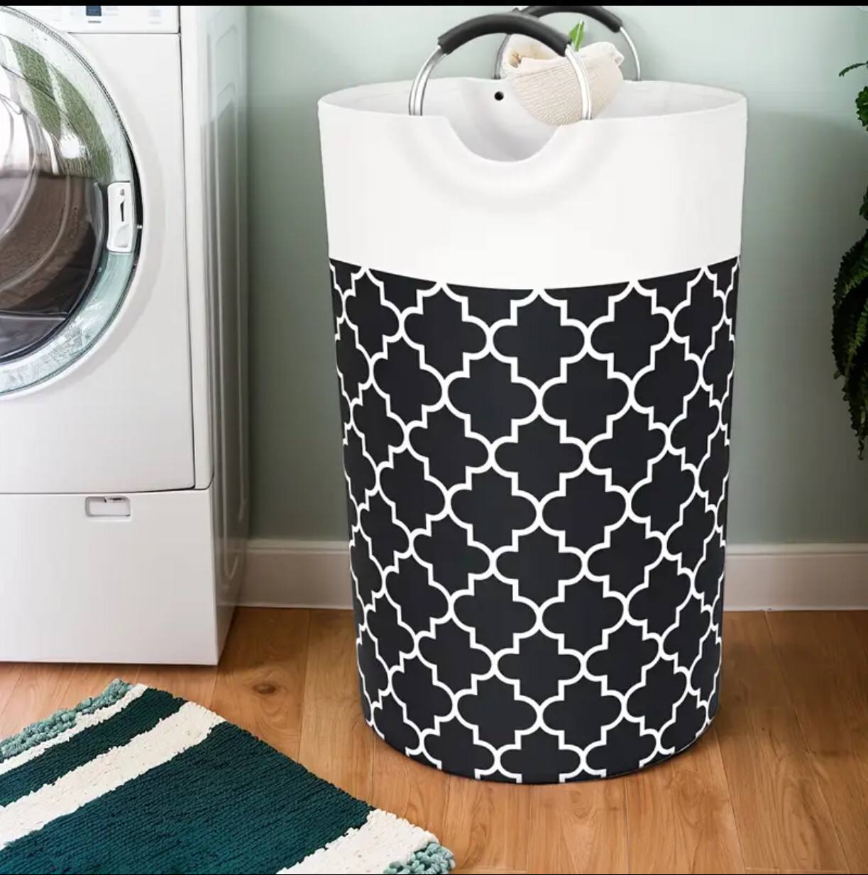LARGE CAPACITY  LAUNDRY BASKET 82L WITH METAL HANDLES