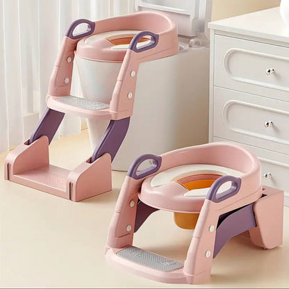2-in-1 toilet trainer seat with a ladder and potty