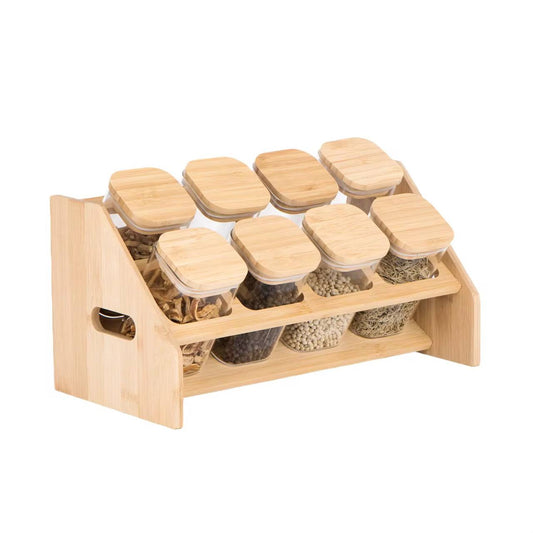 8pcs Classic style squared Borosilicate Glass Jar set