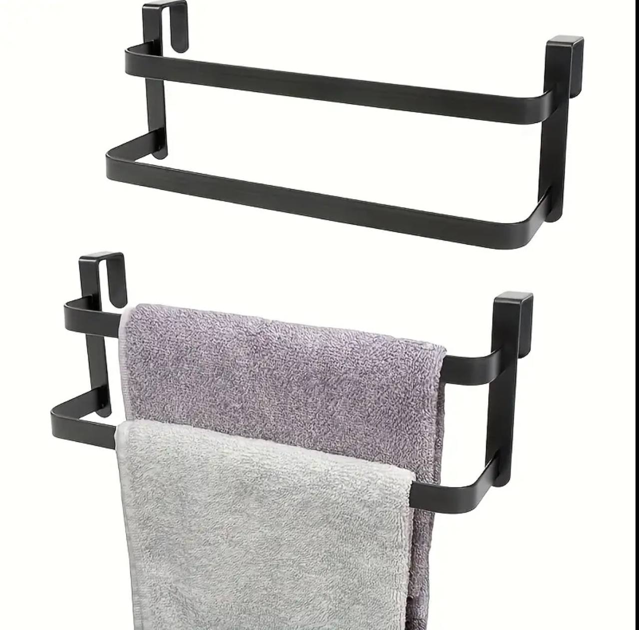 Double layer over cabinet towel rack