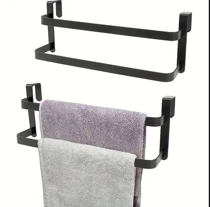 Double layer over cabinet towel rack