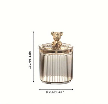 Luxury cute bear cotton swab storage box