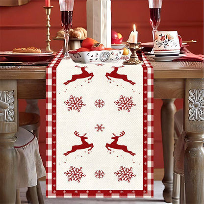 Christmas Table Runner Snowman Gnome Table Cloths Linen Table Runners Kitchen Dining Table  Runners for Home Dining Party Decor