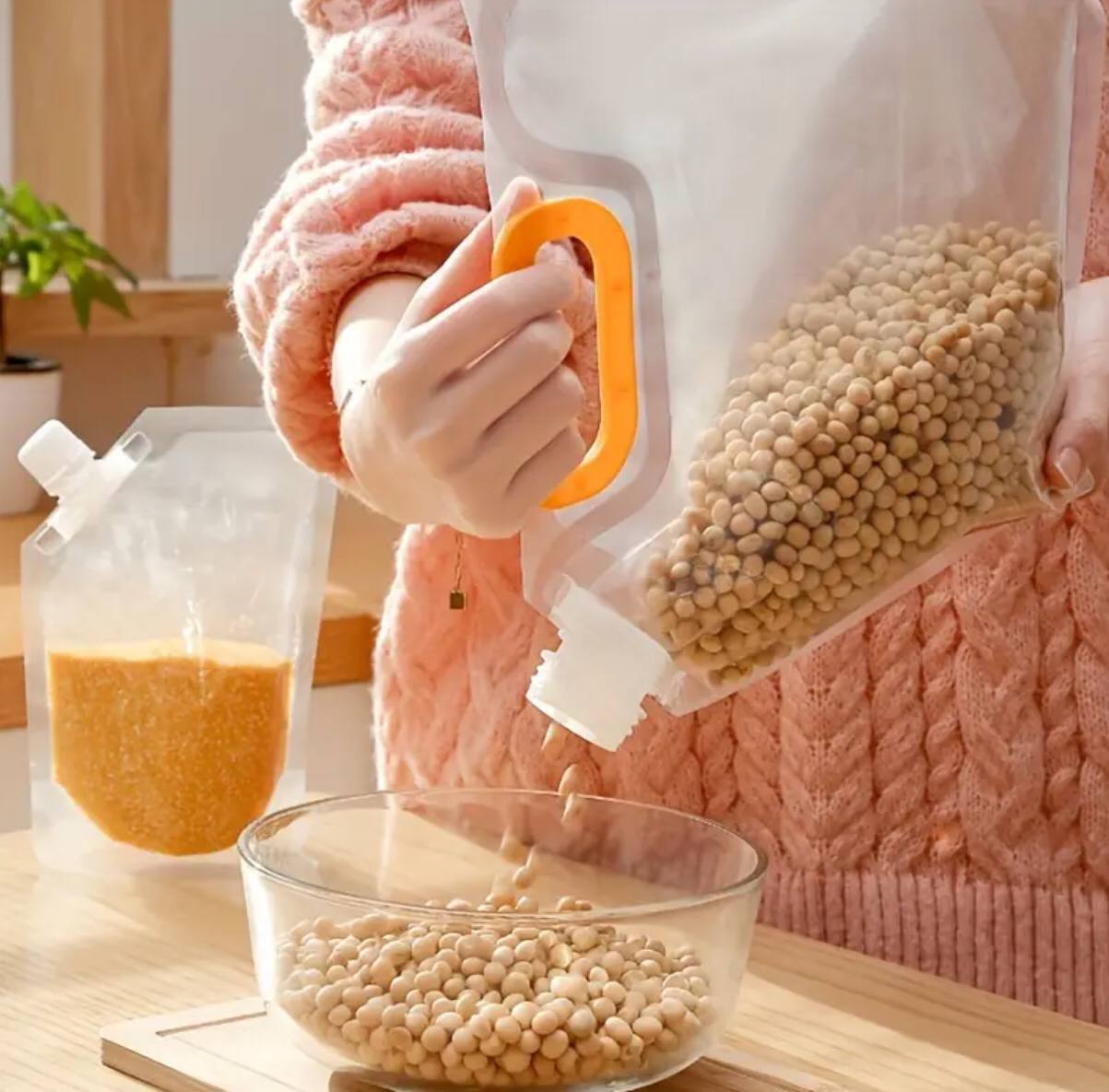 Transparent Sealed Packaging Bag Grains Moisture-proof Portable Storage Bag Kitchen Food