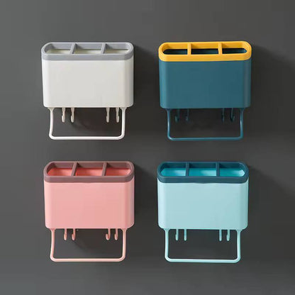 Multipurpose 3 slot drainer with 4 hooks and towel holder