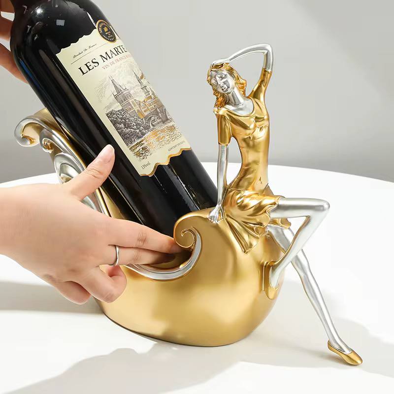 Creative Gold statue wine bottle holder