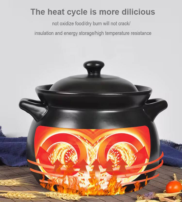 Black ceramic cooking pot