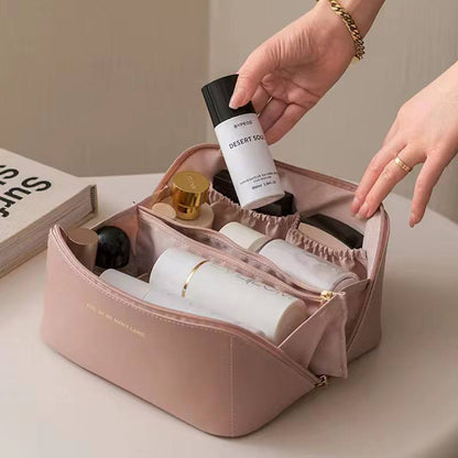 Large Cosmetic Bag For Women Pu Leather Make Up Pouch Portable Washbag Travel Toiletries Organizer Storage Luxury Brand Hangbag