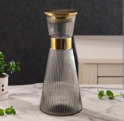 DUJUST Ribbed  Glass Carafe Set