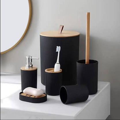 6 in luxury bathroom accessories set with bamboo lid
