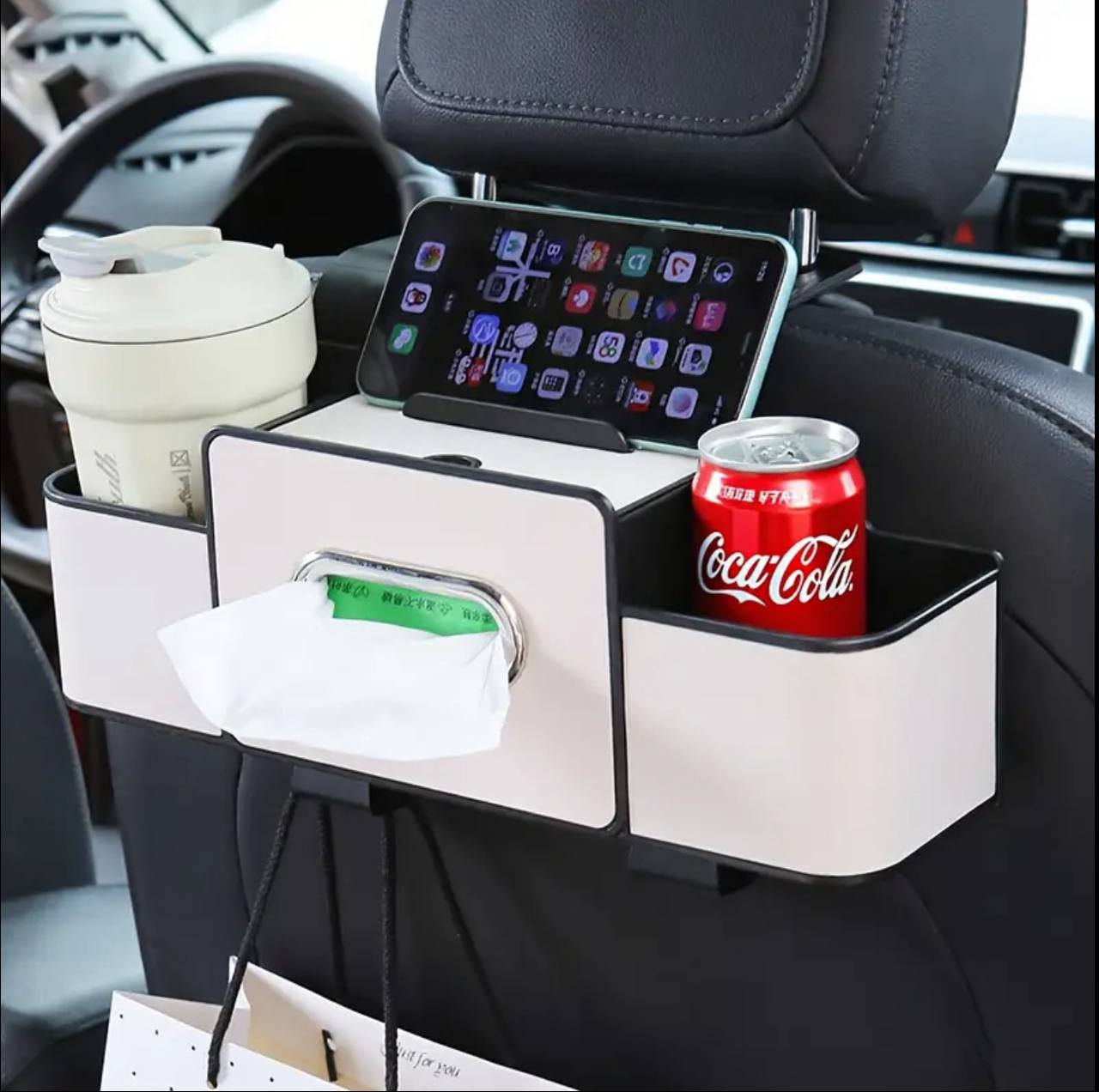 Multifunctional car seat backrest storage box