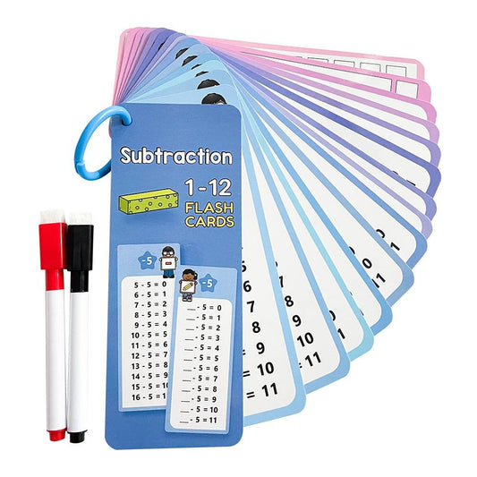 15PCS /SET MATH SUBTRACTION REUSABLE NUMBER LEARNING CARDS